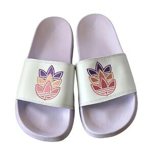 Adidas Adilette Comfort‎ Slides Trefoil Logo Lavender White Women's 10